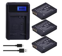 Compatible con batería y Cargador Panasonic CGA-S005 for cámaras DMW-BCC12, DMC-LX1, LX2, LX3, FX3, BCC12 y NP-70.(3 Battery Set)