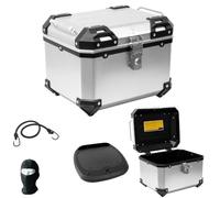 Compatible con BMW R 1200 GS Maleta Top Case 38 LT Color Aluminio + Placa para Equipaje Moto-Scooter 2 Cascos DEMIJET O 1 Universal Modular-Integral