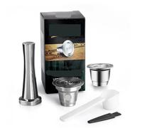 Compatible con cápsulas reutilizables Philips L'Or Barista | Cápsulas recargables de acero inoxidable; Se adapta a las máquinas L'Or Barista.(1big 1small T)