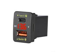Compatible con cargador de coche dual para toyota incluyendo para puertos para qc3.0 Plus Pd, 36 W para de carga rápida con monitor de voltaje digital en para vivo en rojo (luz roja)