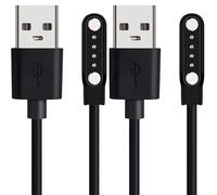 Compatible con cargador de conducción ósea Rhyfell, carga magnética de repuesto compatible con auriculares Rhyfell Fit 5, Swim 5, Wild 5 (2 unidades, negro + negro, cargador de 4 pines de 7,62 mm)