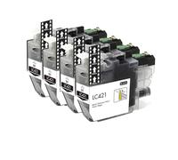Compatible con Cartucho de Tinta Brother, LC421XL. | LC421XL, LC421, Fácil instalación, Flujo de tinta estable(4 Pcs Black)