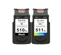 Compatible con Cartuchos de Tinta Canon PG-510 CL-511, Paquete de 2 for impresoras Canon IP2700 MP240 MP250 MP270 MP280 MP480 MP490 MP492(1Black 1Color)
