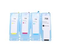 Compatible con Cartuchos de Tinta Recargables HP, 4 Colores 300ML 728 T730 con Chips for DesignJet T730 T830, F9J68A F9J67A F9J66A F9J65A