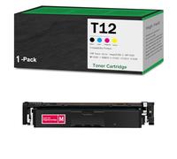 Compatible con Cartuchos de tóner Canon T12. Funciona con impresoras Canon Color ImageCLASS X LBP1333C MF1333C I-SENSYS X C1333i C1333iF C1333P. Incluye Chip y Permite añadir Tinta,Magenta-1Pack