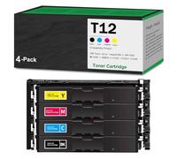 Compatible con Cartuchos de tóner Canon T12. Funciona con impresoras Canon Color ImageCLASS X LBP1333C MF1333C I-SENSYS X C1333i C1333iF C1333P. Incluye Chip y Permite añadir Tinta,4Color-1Pack