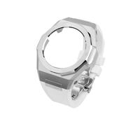 Compatible con Casio G-SHOCK GA-110GB GA-100 GA-120 Correa de reloj de goma/acero inoxidable modificado + funda(Silver White set)