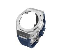 Compatible con Casio G-SHOCK GA-110GB GA-100 GA-120 Correa de reloj de goma/acero inoxidable modificado + funda(Silver Blue set)