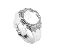 Compatible con Casio G-SHOCK GA-2100 GA2110 GA-B2100 GMA-S2100 caja de acero inoxidable + correa de goma for reloj(Silver White,For GA-2100 2110 B2100)