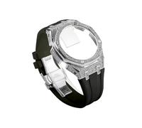 Compatible con Casio G-SHOCK GA-2100 GA2110 GA-B2100 GMA-S2100 caja de acero inoxidable + correa de goma for reloj(Silver Black,For GMA-S2100)