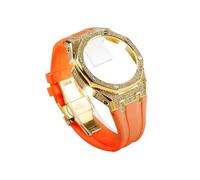 Compatible con Casio G-SHOCK GA-2100 GA2110 GA-B2100 GMA-S2100 caja de acero inoxidable + correa de goma for reloj(Gold Orange,For GMA-S2100)