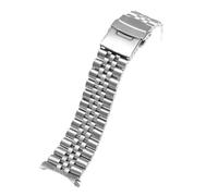 Compatible con correa de reloj Seiko Compatible Oyster Compatible pulsera metal curva Jubilee Correa for hombre y mujer(A-Silver-Nologo,20mm)