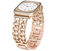 Compatible con correas de metal de diseño elegante para Apple Watch para mujeres y hombres de 44 mm, 45 mm, 46 mm, 49 mm, 42 mm (Series 3, 2, 1), correas de doble cadena para iWatch Series 11, SE, 10