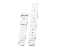 Compatible con correas de silicona y resina CASIO LRW-200h boca convexa, for hombre mujer, estudiantes, color blanco negro, accesorios 14 mm(White-silver)