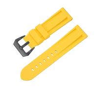 Compatible con cuatro anchos de asa de 20 mm, 22 mm, 24 mm y 26 mm. La correa de reloj de silicona líquida es suave y cómoda, y es una pulsera universal de liberación rápida.(Silver Yellow,24mm)