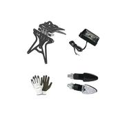 Compatible con DERBI Senda DRD 125 4T 4V R Kit Porta MATRÍCULA Moto Ajustable NO ESPECÍFICO Universal+1 PAR Intermitentes LED+LUZ DE MATRÍCULA LAMPA Todas HOMOLOGADAS