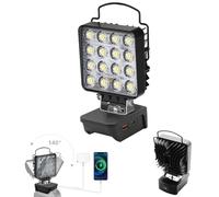 Compatible con Dewalt 18V/20V Batería Luz de Trabajo LED Inalámbrica 5000LM 34W Luz de Inundación Recargables Foco LED Portátil con Puerto de Carga USB y tipo C & Protección de Bajo Voltaje