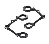 Compatible con el soporte de montaje de la luz de giro del faro de motocicleta universal Harley Cafe Racer Chopper Bobber de 39 mm a 41 mm. Abrazaderas de Tubo de Luz Soporte para seña de gi(Black)