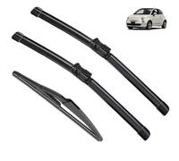 Compatible con Fiat 500 312 2007-2017 limpiaparabrisas trasero delantero de coche limpiaparabrisas de goma suave parabrisas automático 24 "+ 14" + 11 "No para 500L (Color : 3 wipers)