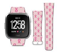 Compatible con Fitbit Versa // Correa de repuesto de cuero con pasadores de liberación rápida // Lazo de concienciación sobre el cáncer de mama