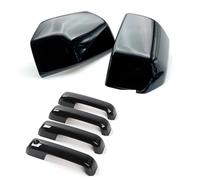 Compatible con Ford F150 2015-2020 Raptor espejo retrovisor lateral + cubierta de manija de puerta, tapa de ala, funda de visión trasera, calcomanía FIXCOR, color plateado (negro)