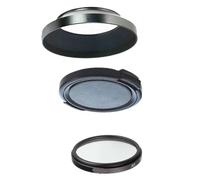 Compatible con Fujifilm XF27mm F2.8 43mm Kit de Accesorios de capó de Metal | Pantalla metálica de 43 mm combinada con filtro UV y tapa que bloquea los destellos y protege el cristal de la lente.