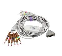 Compatible con Fukuda Denshi ECG/EKG Cable 10 Conductores Cables IEC Banana 4.0mm Estándar Europeo Conector SK1203B