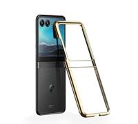 Compatible con Funda Motorola RAZR 40 Ultra Plated Transparent,Carcasa Motorola RAZR 40 Ultra Silicona Clear Protección Antigolpes y Anti-Arañazos Slim Case (Oro)