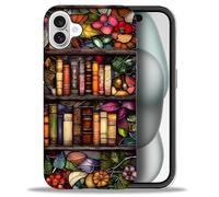 Compatible con Funda para iPhone 16 de 6,1 Pulgadas, patrón Librería, Funda Protectora de 360 Grados a Prueba de Golpes y caídas