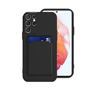 Compatible con Funda Samsung S21 Ultra Tarjetero Verde,Carcasa Samsung Galaxy S21 Ultra 5g Silicona Líquida TPU Suave Protección Antigolpes y Anti-Arañazos Case Thin (Negro)