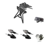 Compatible con Harley Davidson DYNA 1450 Low Rider kit de soporte de matrícula con doble soporte para matrícula y ajuste universal + 2 pares de bombillas E8 + iluminación de matrícula