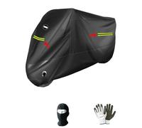 Compatible con Honda Shadow VT 750 Black Spirit Funda Moto Impermeable Anti Granizo Forro Polar para Moto-Scooter Negro Franjas Fluo+Funda Capota Agujero Cadena 246X105X127CM
