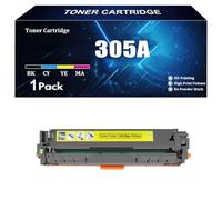 Compatible con HP 305A CF410A CF411A CF412A CF413A Cartucho de tóner con Chip para Impresora HP M351 MFP M375nw M451nw M451dn M451dw MFP M475dn M475dw,Y-1 Piece