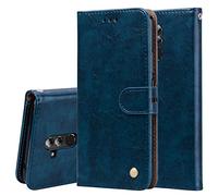 Compatible con Huawei Mate 20 Lite (6.3) SNE-LX1 SNE-L21 SNE-AL00 Funda Cover Case Stand Flip LIBRO GEL SILICONE Protección magnética TPU protección ecopiel cartera compartimento para tarjetas (azul)