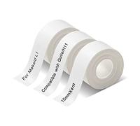 Compatible con impresora de etiquetas MAKEID L1 Q1 E1, cinta térmica para PRT/HPRT Qutie Label Maker papel de etiquetas impermeable de 15 mm x 4 m (blanco, 3 rollos)