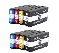 Compatible con Impresoras HP 712, DesignJet T210 T230 T250 T650 712 XL 712XL 3ED71A 3ED67A Cartucho De Inyección De Tinta Remanufacturado(712XL 2SET)
