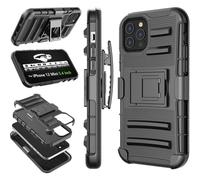 Compatible con iPhone 12 Pro Max, Mini y Pro: funda protectora antigolpes con soporte y clip de sujeción para cinturón.