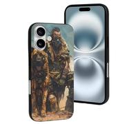 Compatible con iPhone 16 Funda, Desert Man Shepherd Dog Resiste Scratches Cute Phone Case Compatible con iPhone 16 Fundas para Hombre y Mujer Negro