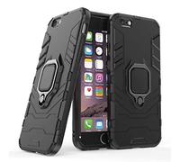 Compatible con iPhone 6, 6S Funda, Anillo Metálico Sujeción Soporte Antichoque Caja (Funciona con el Montaje de Coche Magnético) Doble Capa Case Carcasa para Apple iPhone 6, iPhone 6S (Negro)