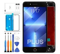 Compatible con iPhone 8 Plus de reemplazo de pantalla, A1864 A1897 A1898 pantalla LCD 3D y digitalizador de pantalla táctil de cristal completo Kit de pieza de reparación, + vidrio templado (negro)