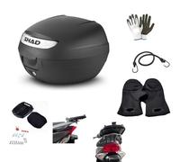 Compatible con Kymco K XCT 125i Baúl Shad SH26 Maleta de 26 litros negro baúl para 1 casco integral+placa universal para portaequipajes moto scooter + kit de montaje