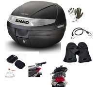 Compatible con Kymco Vitality 50 2T Baúl Shad SH29 Maleta de 29 litros 30 x 40 x 38 cm baúl para 1 casco integral + cierre Lock System + placa portaequipajes + kit de montaje
