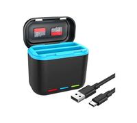 Compatible con la cámara de acción Insta360 X3 con cargador de doble batería y estuche de carga rápida portátil.