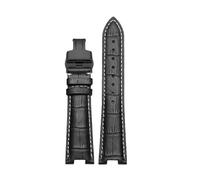 Compatible con la correa de reloj Casio for hombre Sea God OCEANUES Series OCW-S5000 T660DB Correa cuero muescas y hebilla mariposa 22 mm(Black white-black)