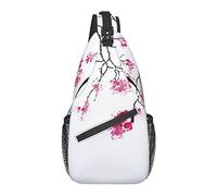 Compatible con la decoración Japonesa Cherry Blossom Sakura Tree Sling Bag Sling Bag, Hombro en el Pecho, Bandolera, Monedero, Ligero, Multiusos, pequeña Mochila al Aire Libre, Senderismo, Camping, v