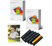 Compatible con Liene Amber M100/M200/M110/M210-160 Hojas de Papel Fotográfico y 4 Cartuchos de Tinta, Papel Fotográfico 4"x6" (10x15cm) para Impresora de Sublimación Térmica, Antioxidante