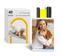 Compatible con Liene M100 M200 40 hojas de papel y 1 cartucho | Compatible con impresoras fotográficas Liene Amber M100/M200/M110/M210 de 10,2 x 15,2 cm, solo para impresoras fotográficas