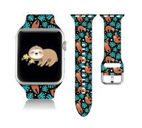 Compatible con Lindo Sloths Apple Watch de 38/40/41/42/44/45 mm para mujeres y hombres, correa de repuesto de silicona suave con estampado de animales perezosos para iWatch Series 7, 6, 5, 4, 3, 2, 1, SE.38mm/40mm/41mm