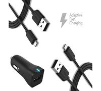 Compatible con Microsoft Lumia 950. Kit de cargador rápido USB 2.0 tipo C de TruWire: 1 cargador rápido para coche + 2 cables tipo C.