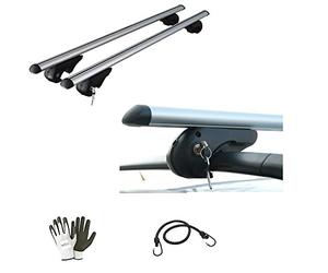 Compatible con Mitsubishi Montero 1992 Barras portaequipajes para techo de coche de 135 cm Barra de aluminio para coche con railing no pegados completamente al techo.